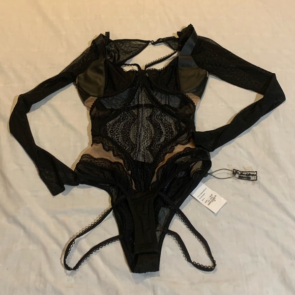 For Love And Lemons Other - Nwt For Love and Lemons Skivvies  Bodysuit long sleeve small lace sheer new